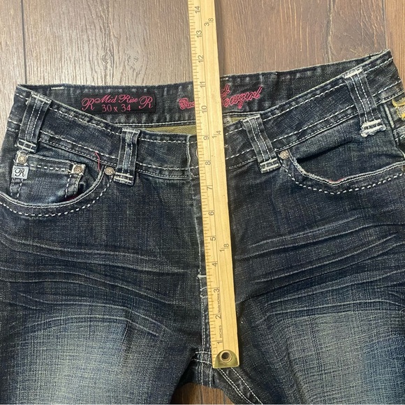 Rock and Roll cowgirl mid rise dark denim 30x34 jeans - Picture 5 of 9